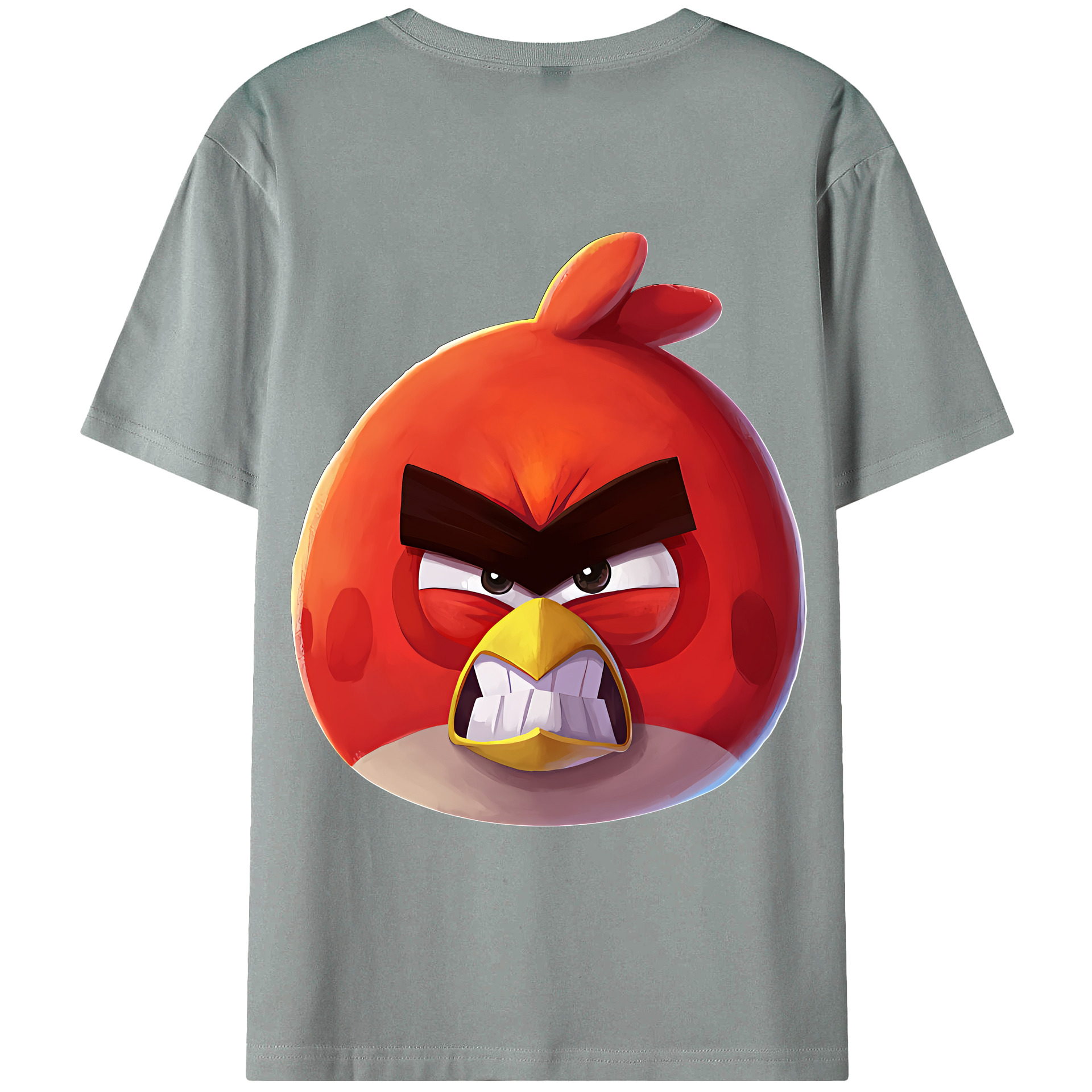 （画像用） Angry Birds アングリーバード 綿100％ メンズ半袖Tシャツ（バックプリント） 通気性